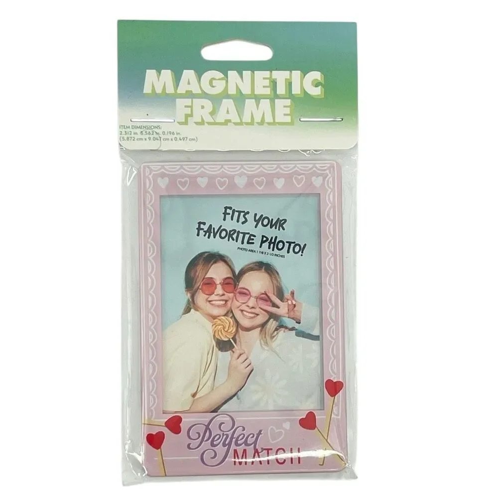 Perfect Match Magnetic Photo Frame Pink Heart Fridge Magnet 1.75x2.5 Photo